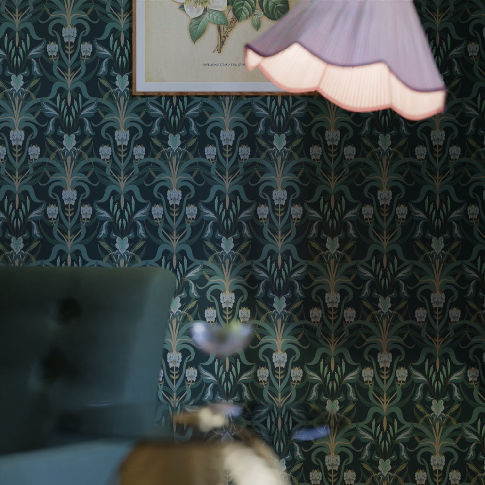 LAN100162 - Versailles Wallpaper - Shades of Teal & Mineral - Lucie Annabel