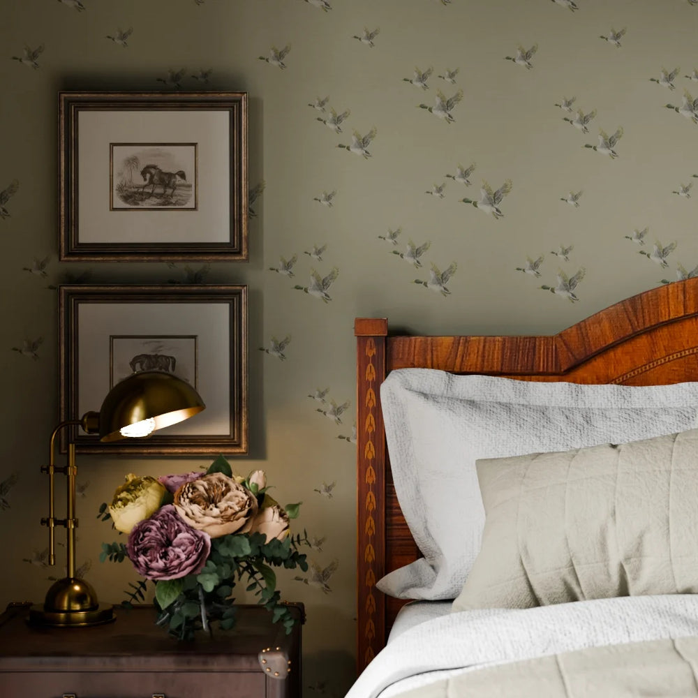 LAN100221 - The Mallards Wallpaper - Warm Grey - Lucie Annabel