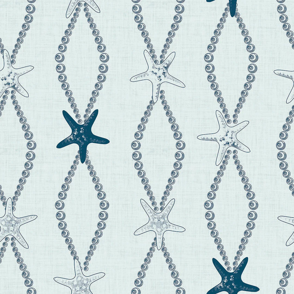 LAN100316 - Underwater Treasure Wallpaper - Classic Navy on Duck Egg - Lucie Annabel