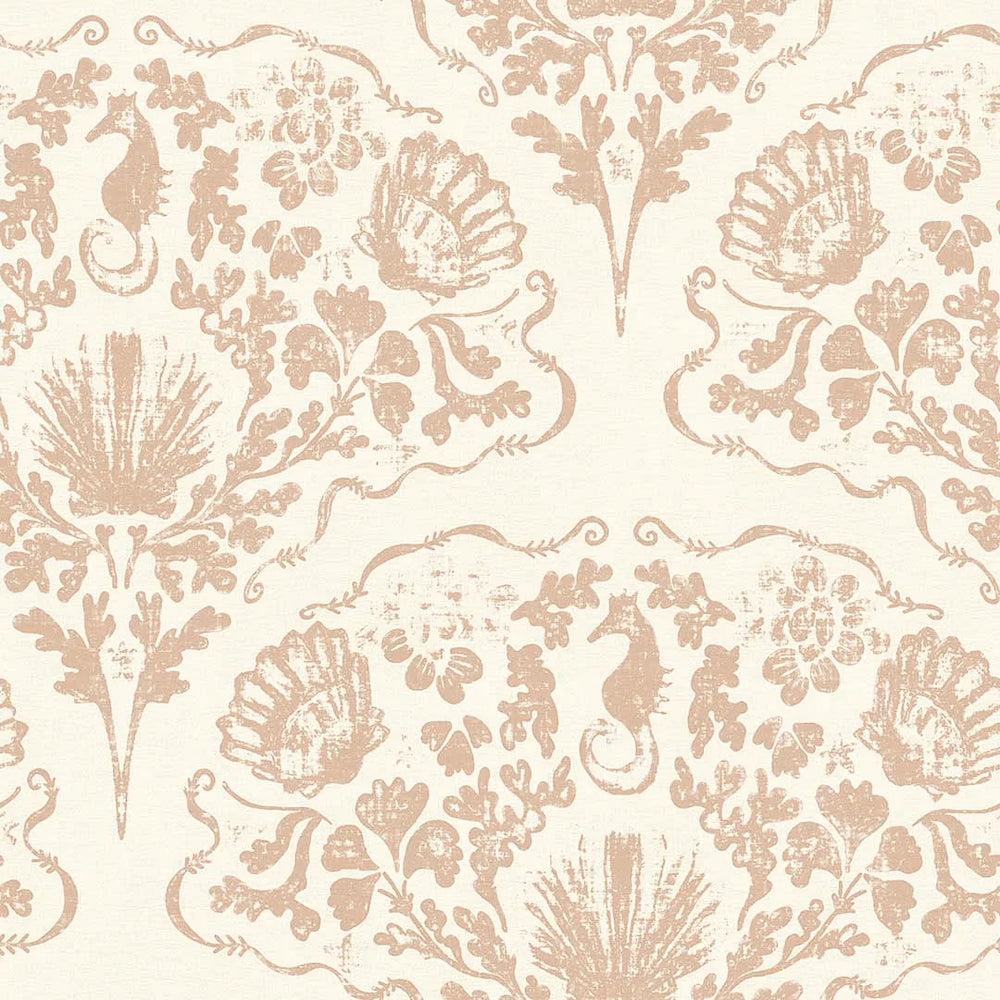 LAN100323 - St. Mawes Lace Wallpaper - Soft Spice on Pearl White - Lucie Annabel