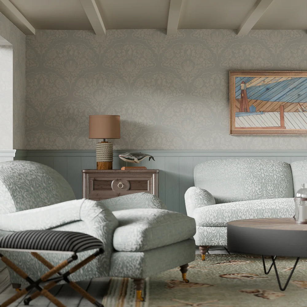 LAN100325 - St. Mawes Lace Wallpaper - Shades of Mineral - Lucie Annabel
