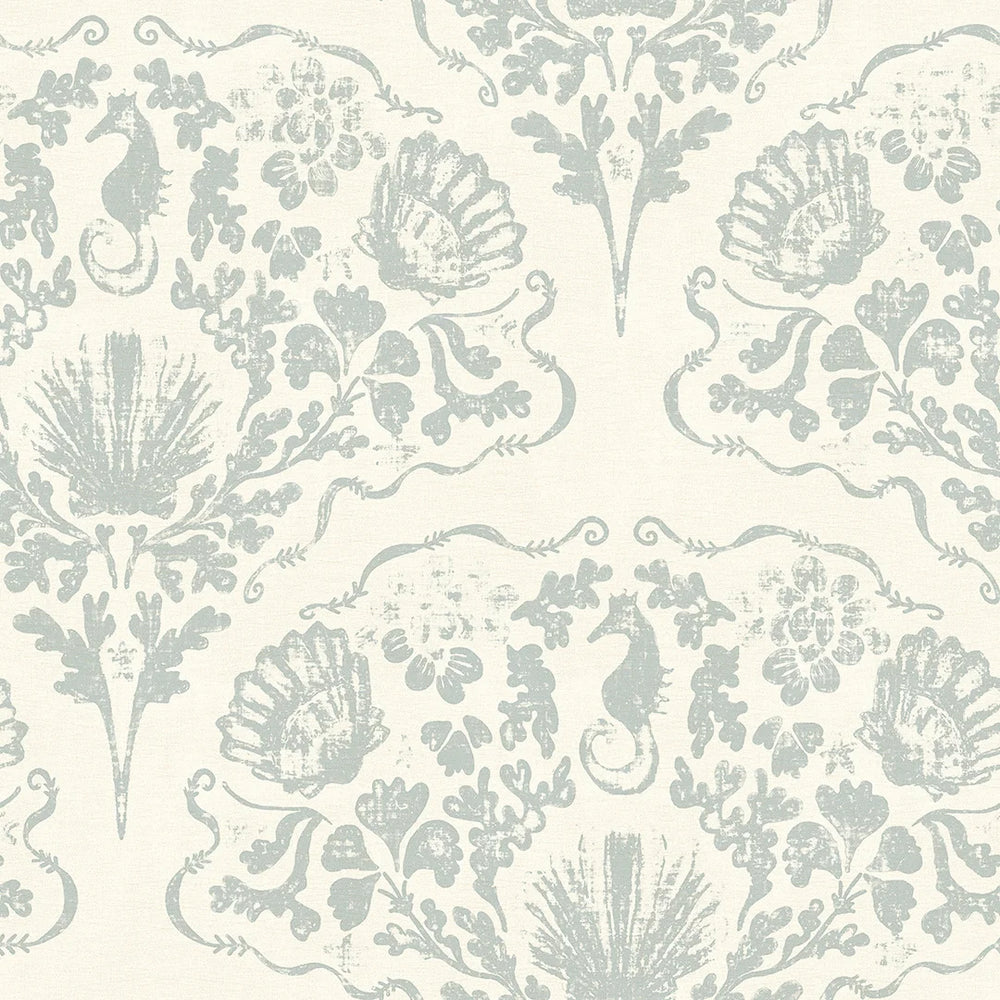 LAN100328 - St. Mawes Lace Wallpaper - Soft Rustic Green on Vintage Cream - Lucie Annabel