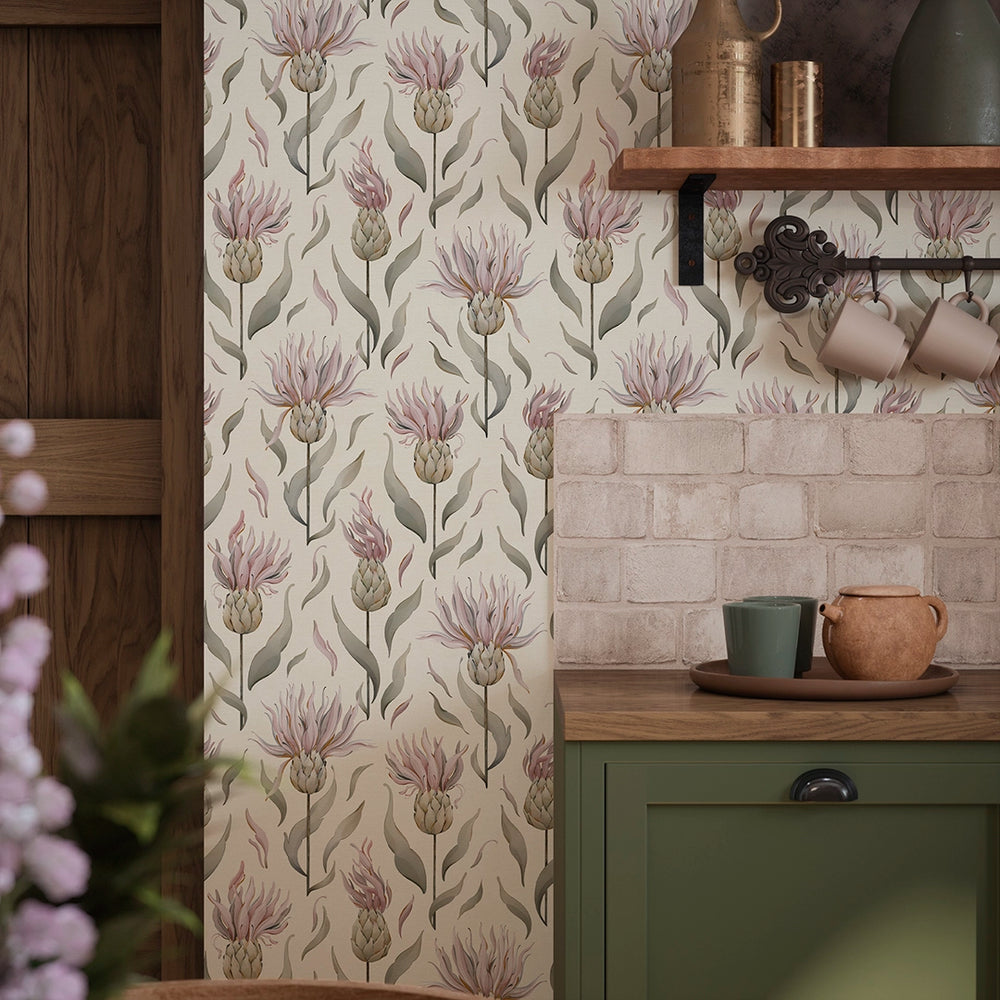 LAN100346 - Thistle Royale Wallpaper - Vintage Cream - Lucie Annabel