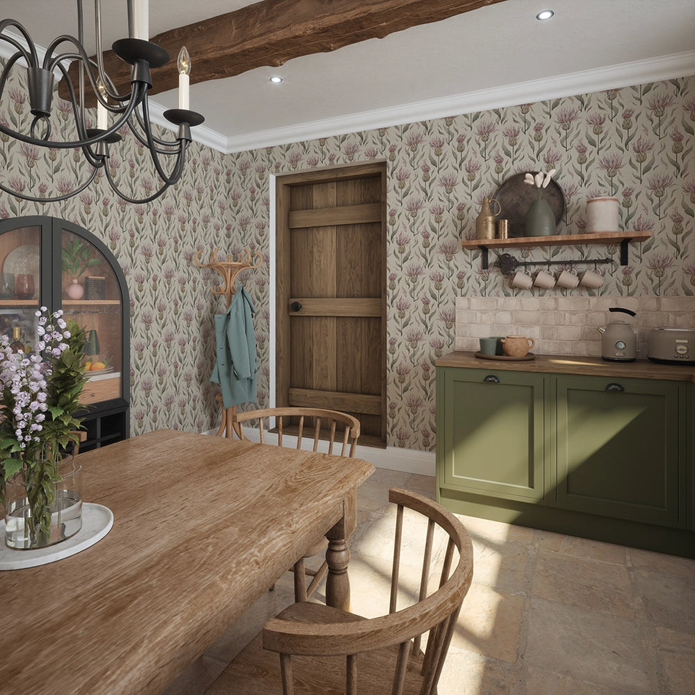LAN100346 - Thistle Royale Wallpaper - Vintage Cream - Lucie Annabel