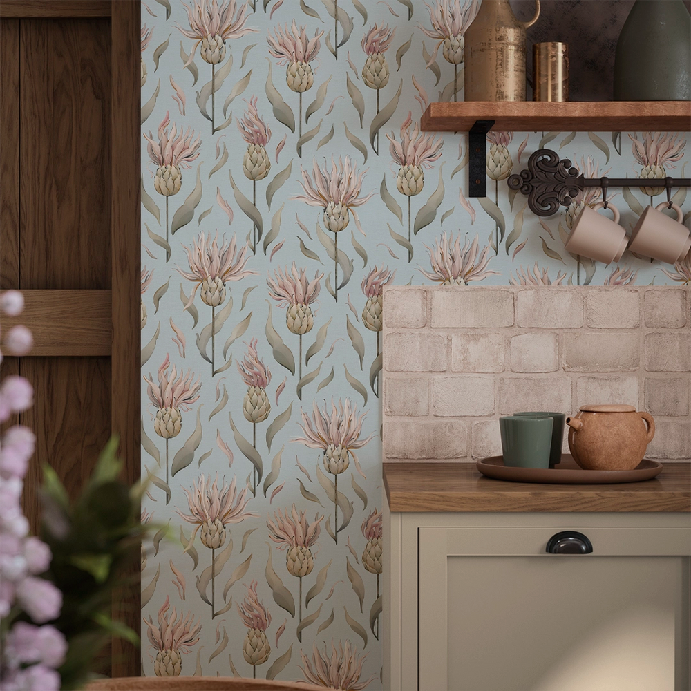 LAN100350 - Thistle Royale Wallpaper - Mineral Mist - Lucie Annabel