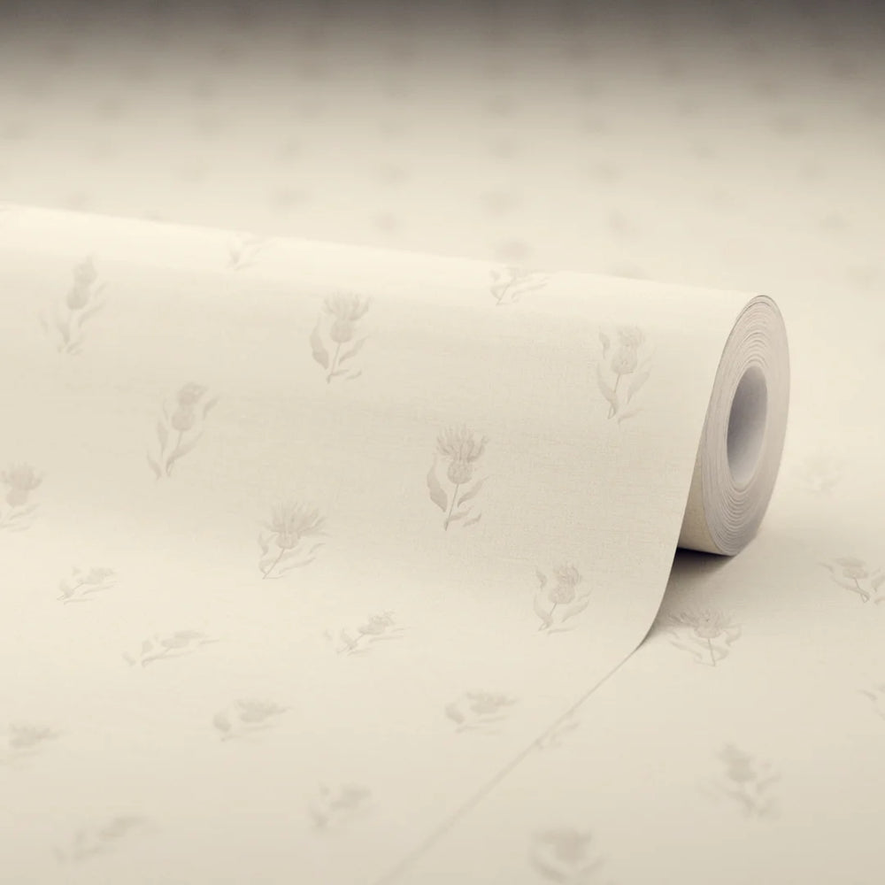 LAN100353 - Wee Thistle Wallpaper - Castle Stone on Vintage Cream - Lucie Annabel