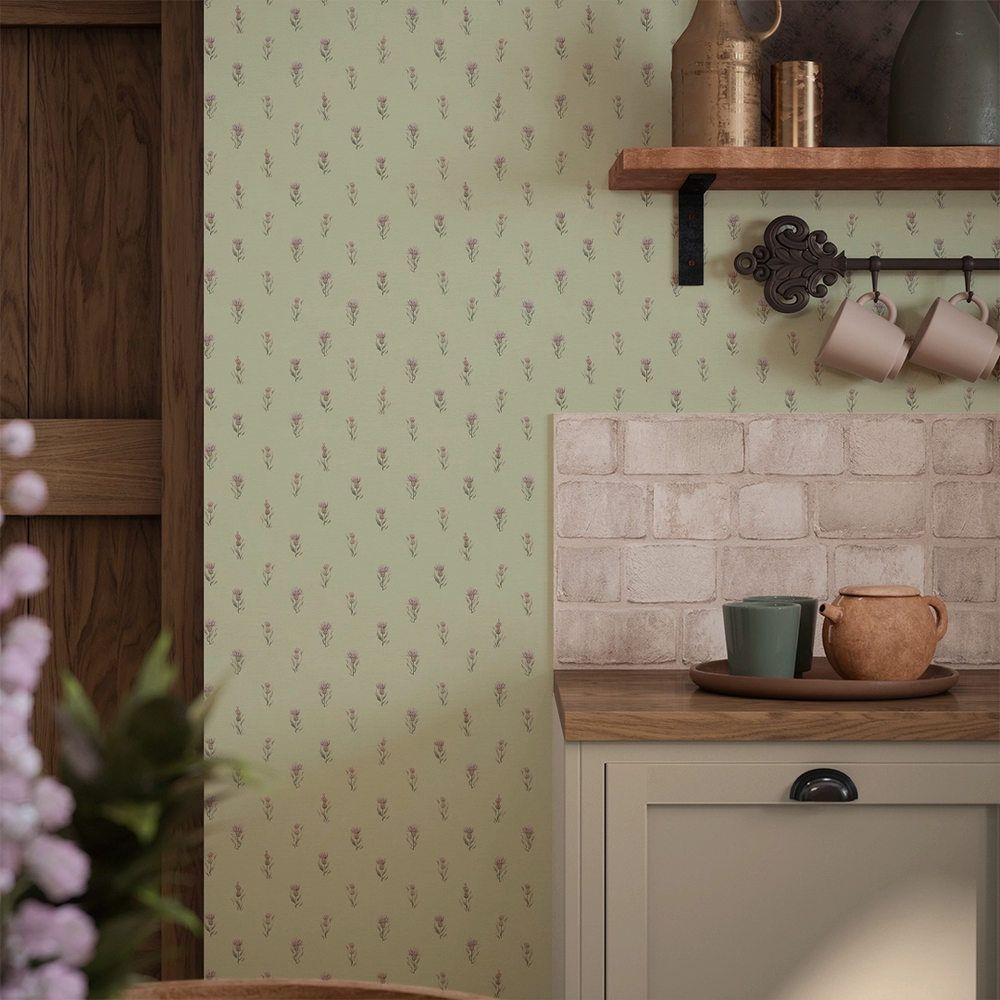 LAN100357 - Wee Thistle Wallpaper - Slow Cooked Sage - Lucie Annabel