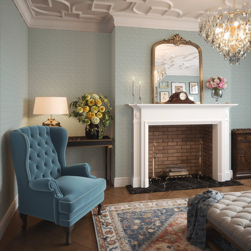 LAN100377 - Whispering Leaves Wallpaper - Duck Egg - Lucie Annabel