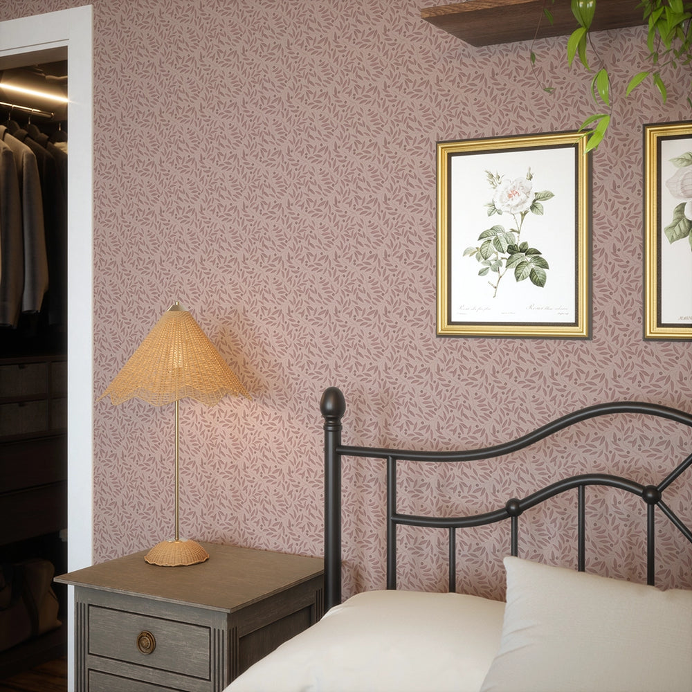 LAN100378 - Whispering Leaves Wallpaper - Sweet Raspberry - Lucie Annabel