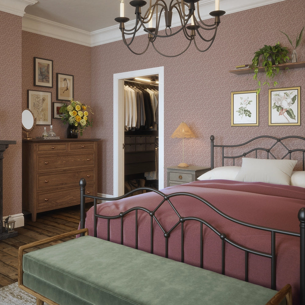 LAN100378 - Whispering Leaves Wallpaper - Sweet Raspberry - Lucie Annabel