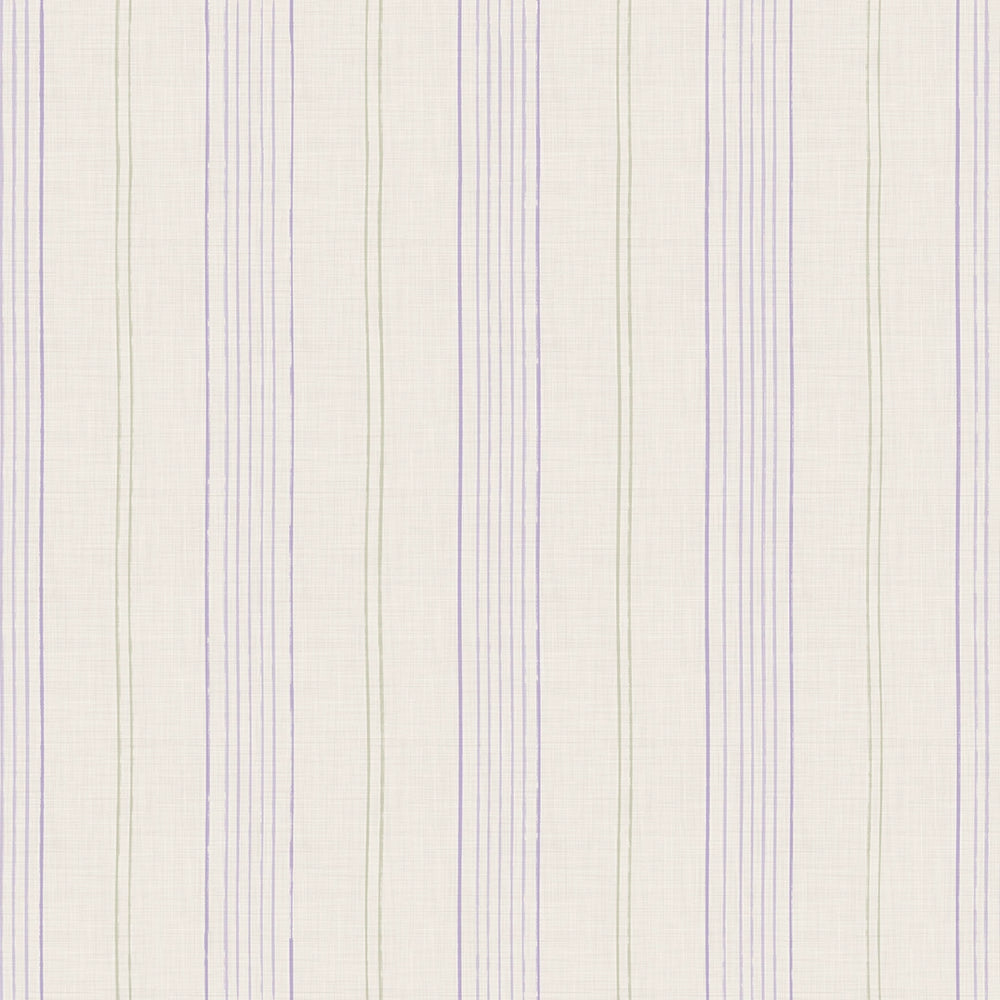LAN100381 - Painted Pinstripes Wallpaper - Lavender, Sage Green & Vintage Cream - Lucie Annabel