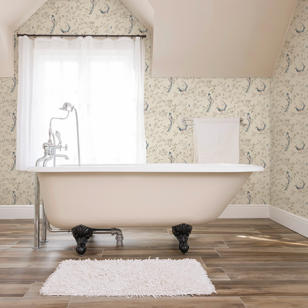 LAN100392 - Song of The Lovebirds Wallpaper - Cream - Lucie Annabel
