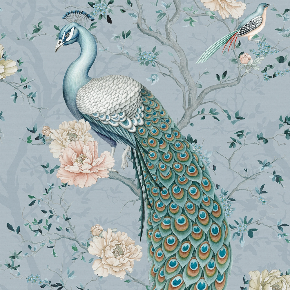 LAN100400 - The Peacock's Promise Wallpaper - Heritage Blue - Lucie Annabel