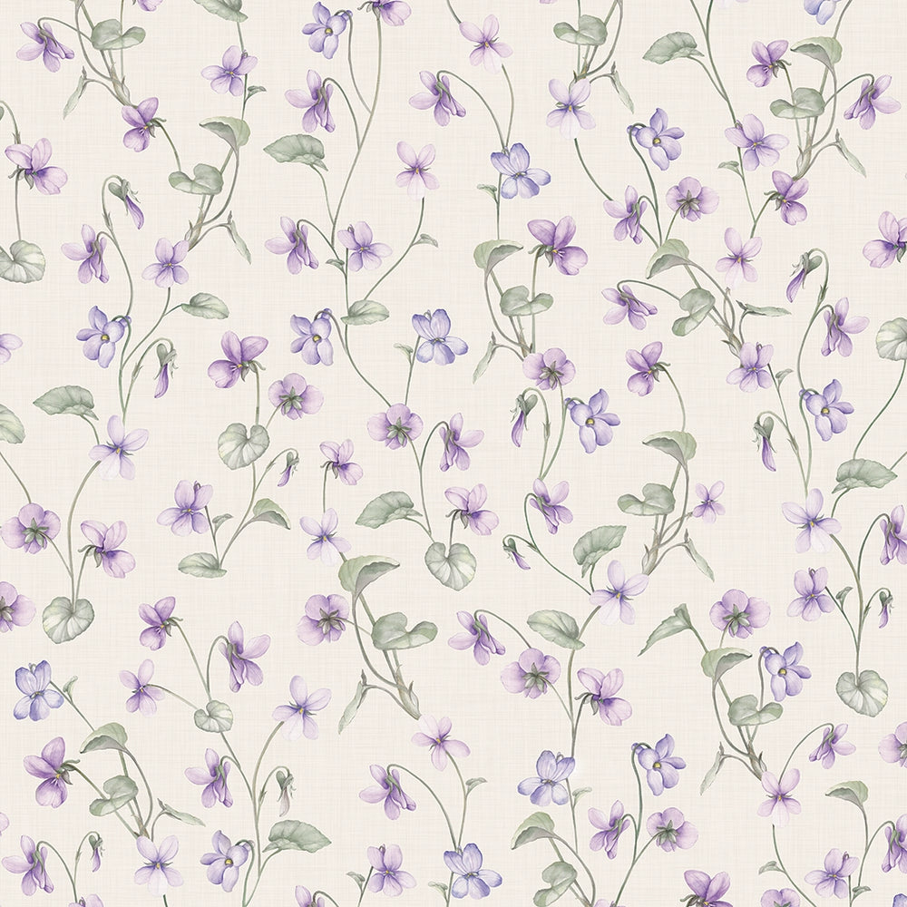 LAN100407 - Violet Wallpaper - Vintage Cream - Lucie Annabel