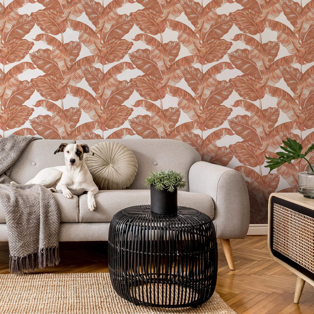 LH900003 - Under The Banana Tree Wallpaper - Terracotta - Lust Home