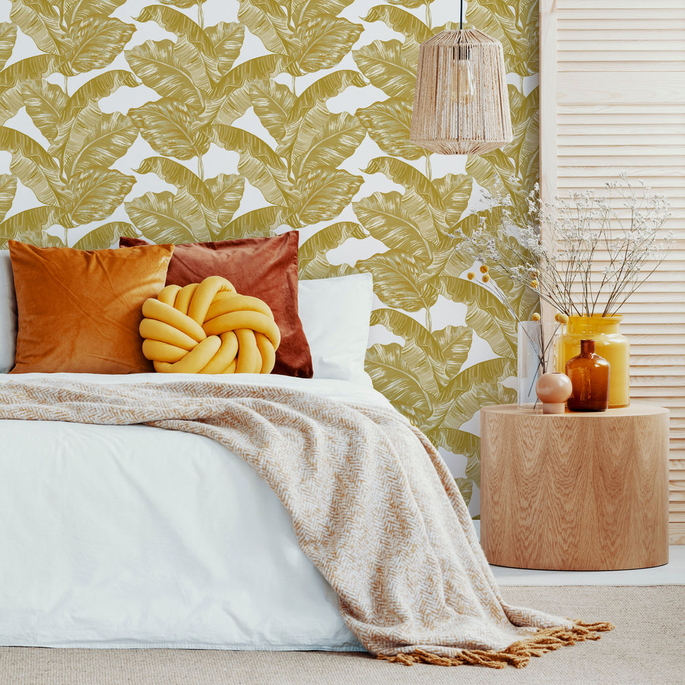 LH900005 - Under The Banana Tree Wallpaper - Mustard - Lust Home
