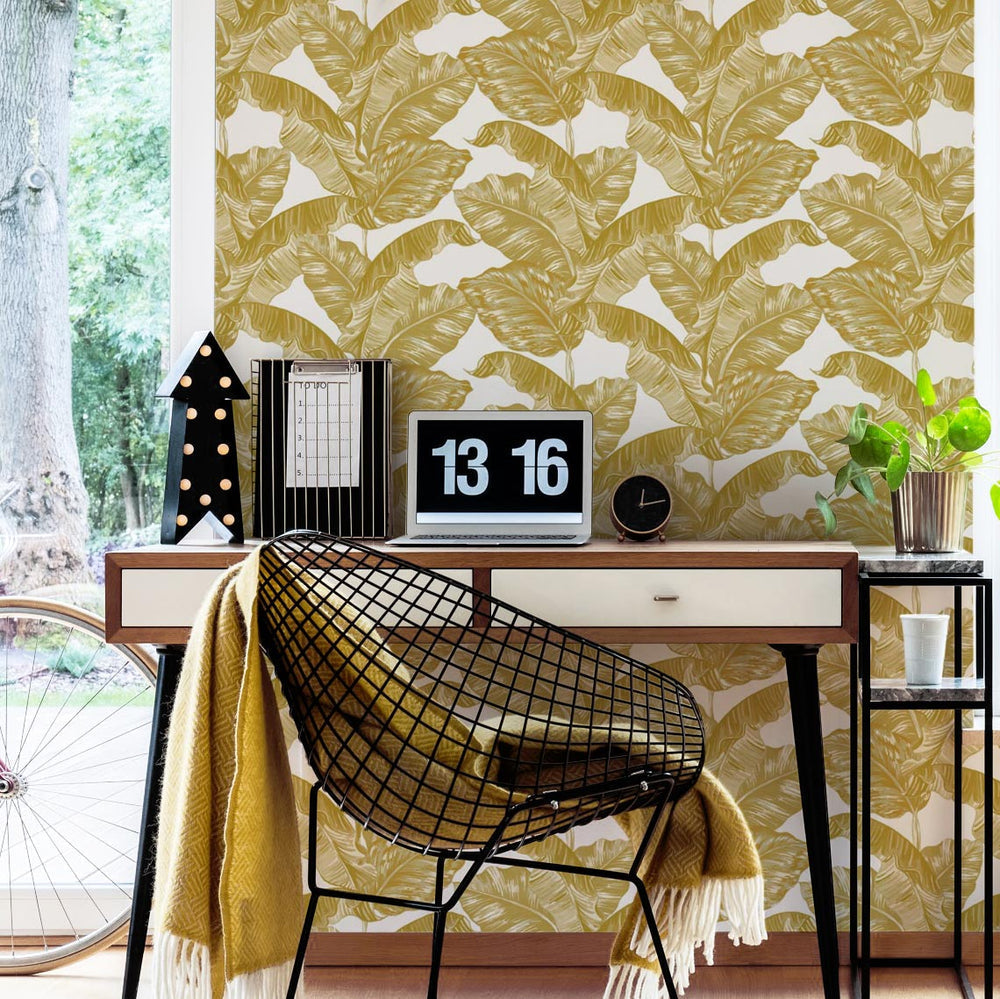 LH900005 - Under The Banana Tree Wallpaper - Mustard - Lust Home