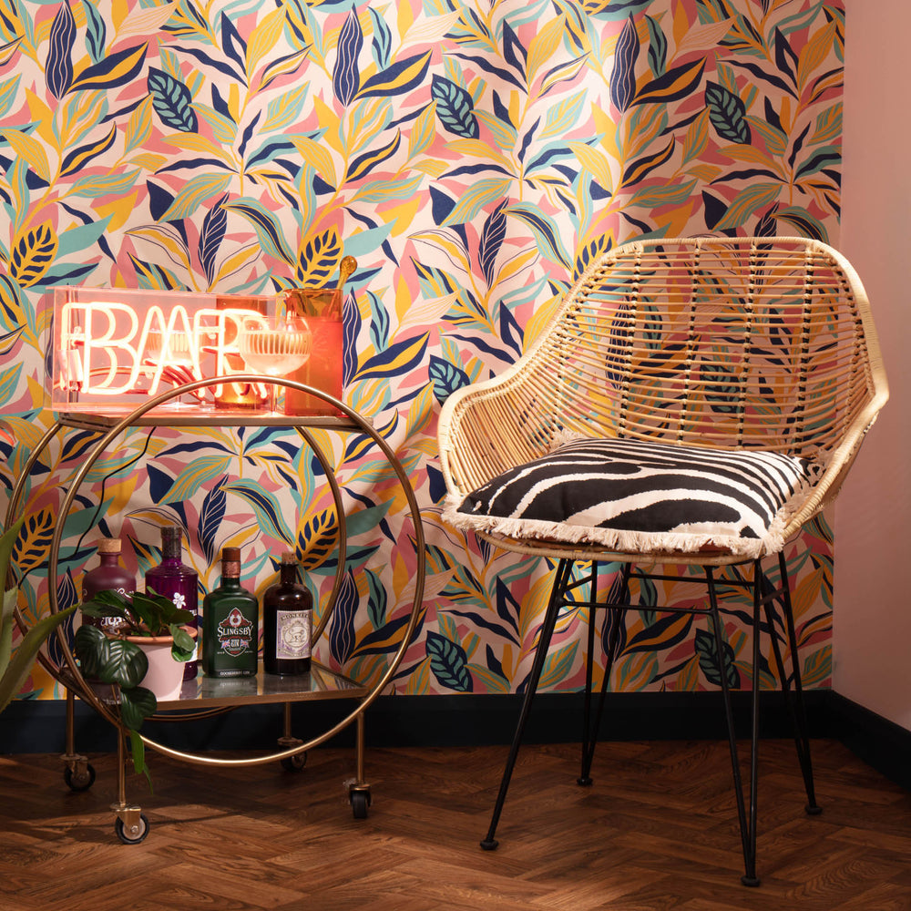 LH900033 - Honolulu Wallpaper - Ochre, Rose Pink & Teal - Lust Home