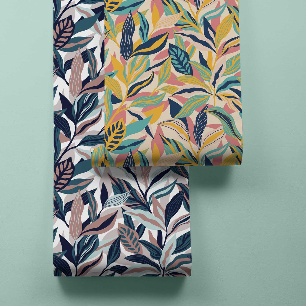 LH900033 - Honolulu Wallpaper - Ochre, Rose Pink & Teal - Lust Home