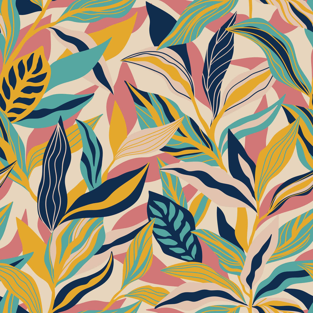 LH900033 - Honolulu Wallpaper - Ochre, Rose Pink & Teal - Lust Home