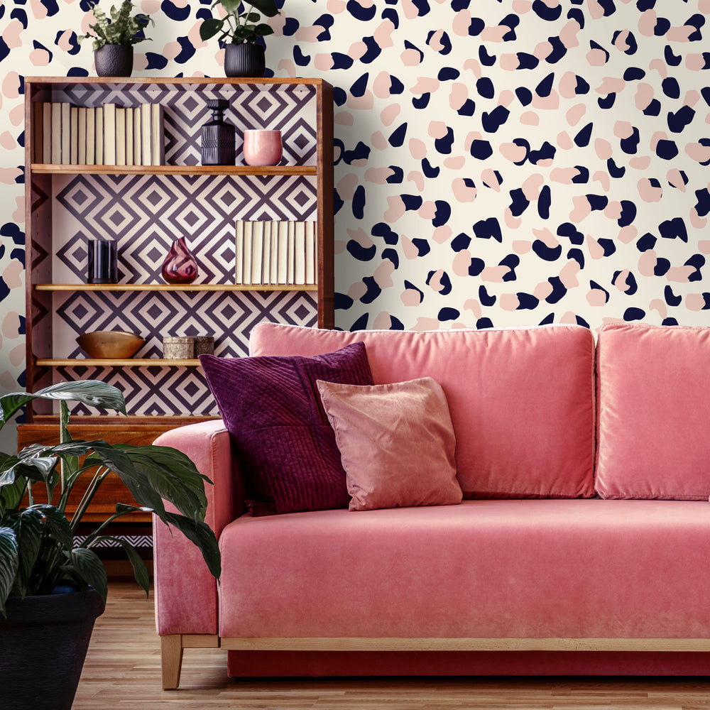 LH900083 - La Vida Loca Wallpaper - Baby Pink & Royal Blue - Lust Home