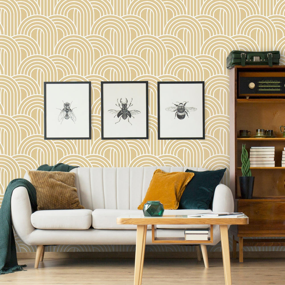 LH900106 - Wave After Wave Wallpaper - Custard - Lust Home