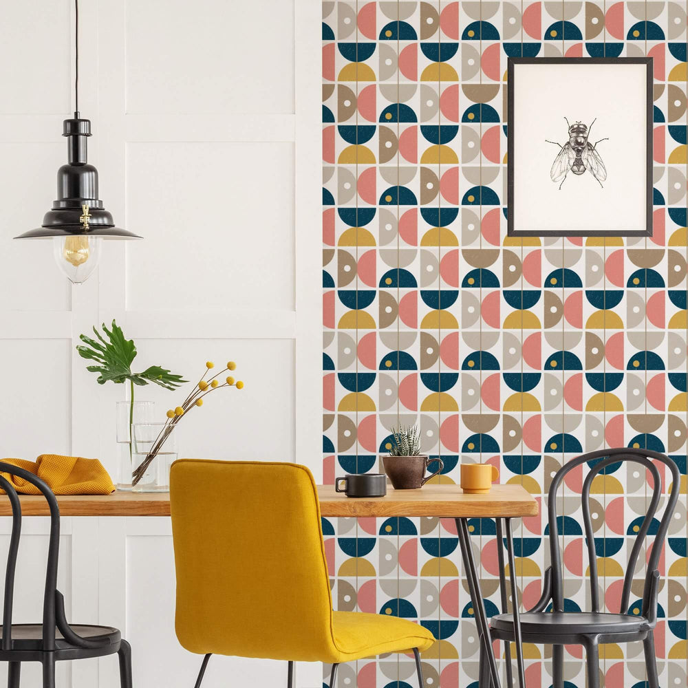 LH900130 - Diablo Wallpaper - Midnight Blue, Ochre & Flamingo Pink - Lust Home