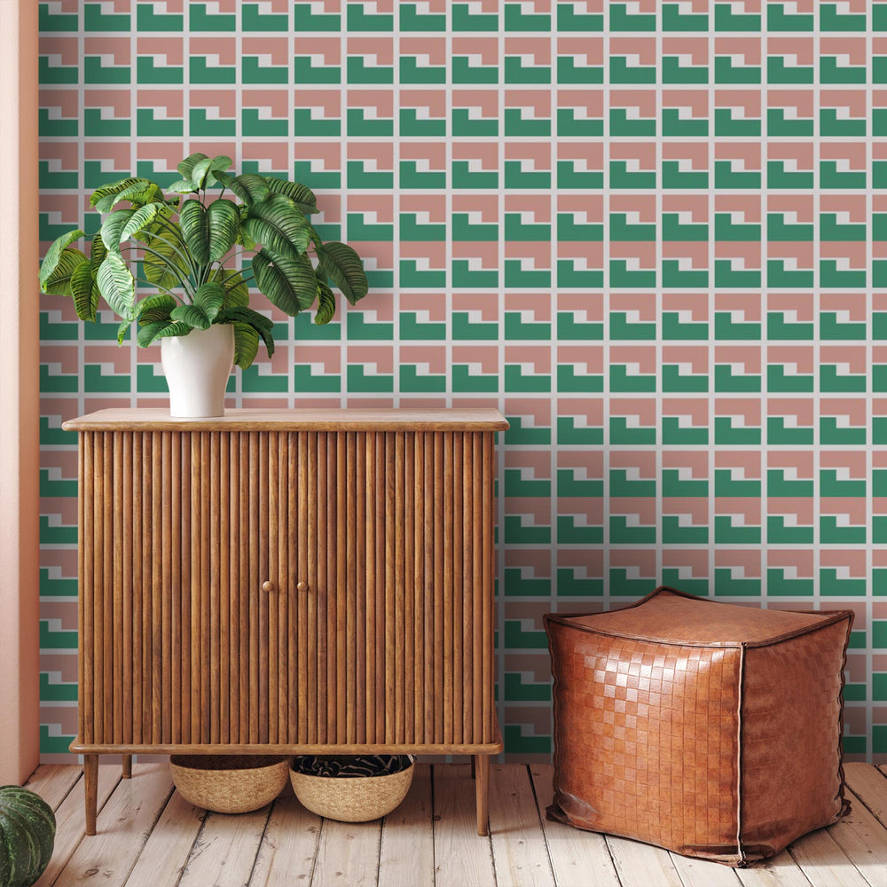 LH900235 - L7 Wallpaper - Deep Mint & Punch Pink - Lust Home