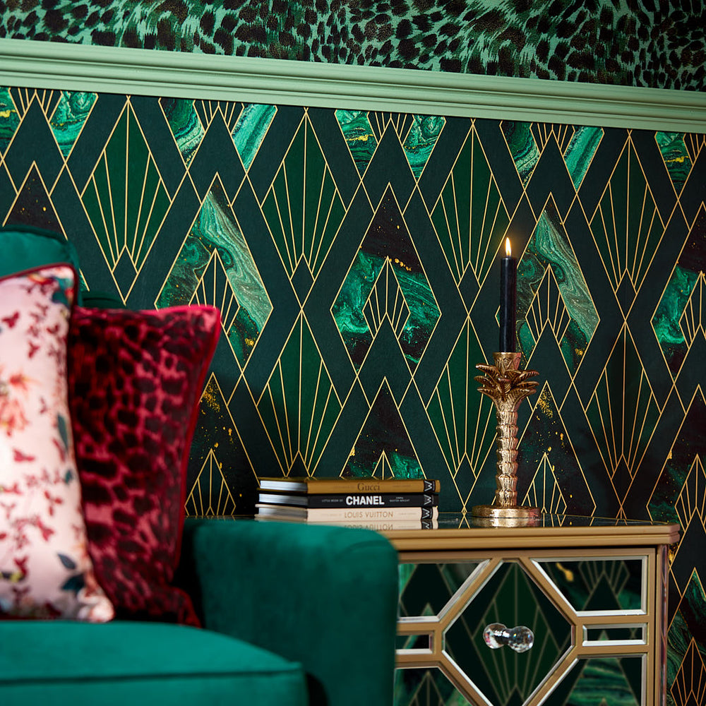 LH900268 - Leonardo Wallpaper - Green Marble - Lust Home