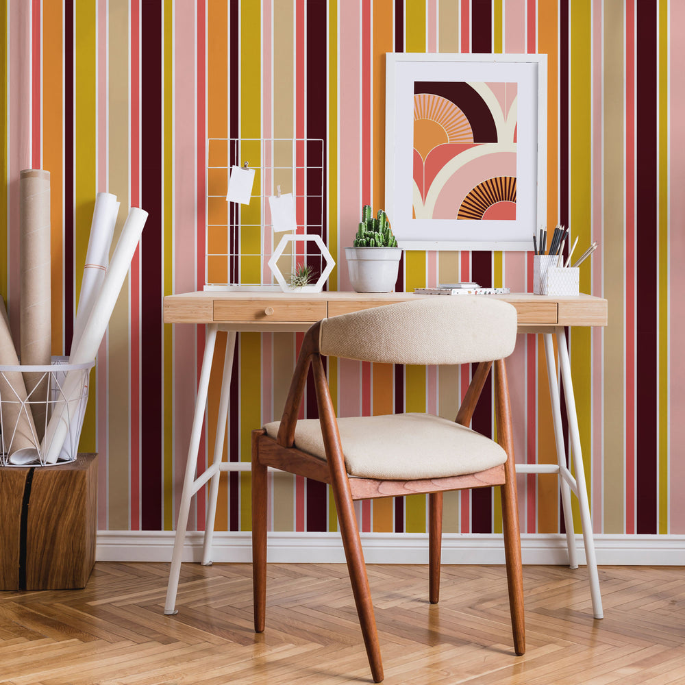 LH900270 - Oh-So-Retro Wallpaper - Sunset Pink & Sunrise - Lust Home