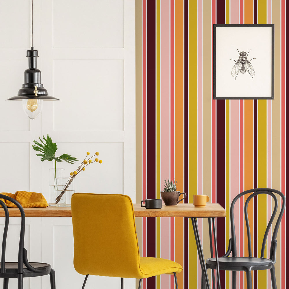 LH900270 - Oh-So-Retro Wallpaper - Sunset Pink & Sunrise - Lust Home