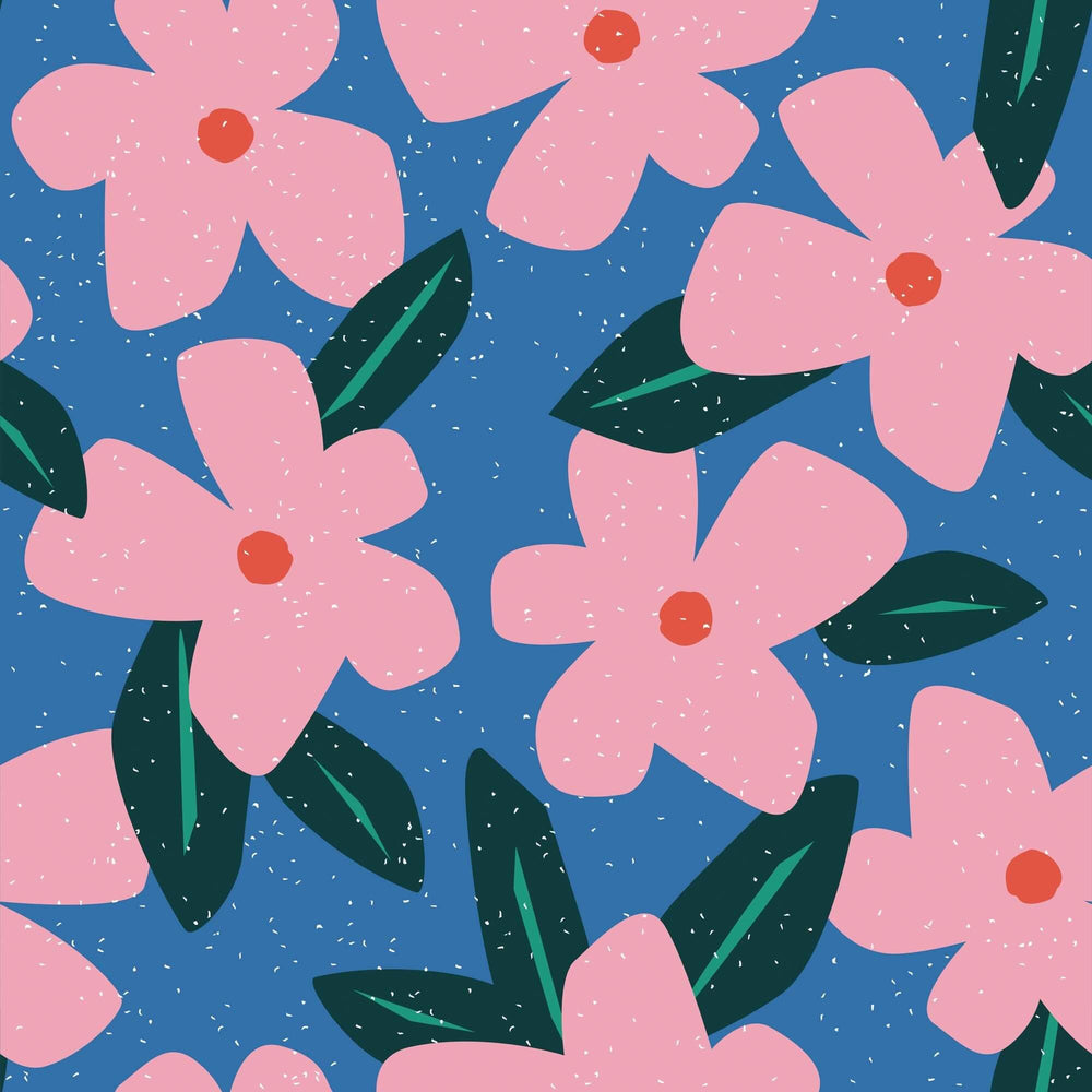 LH900273 - Flower Bomb Wallpaper - Cobalt Blue & Pink - Lust Home