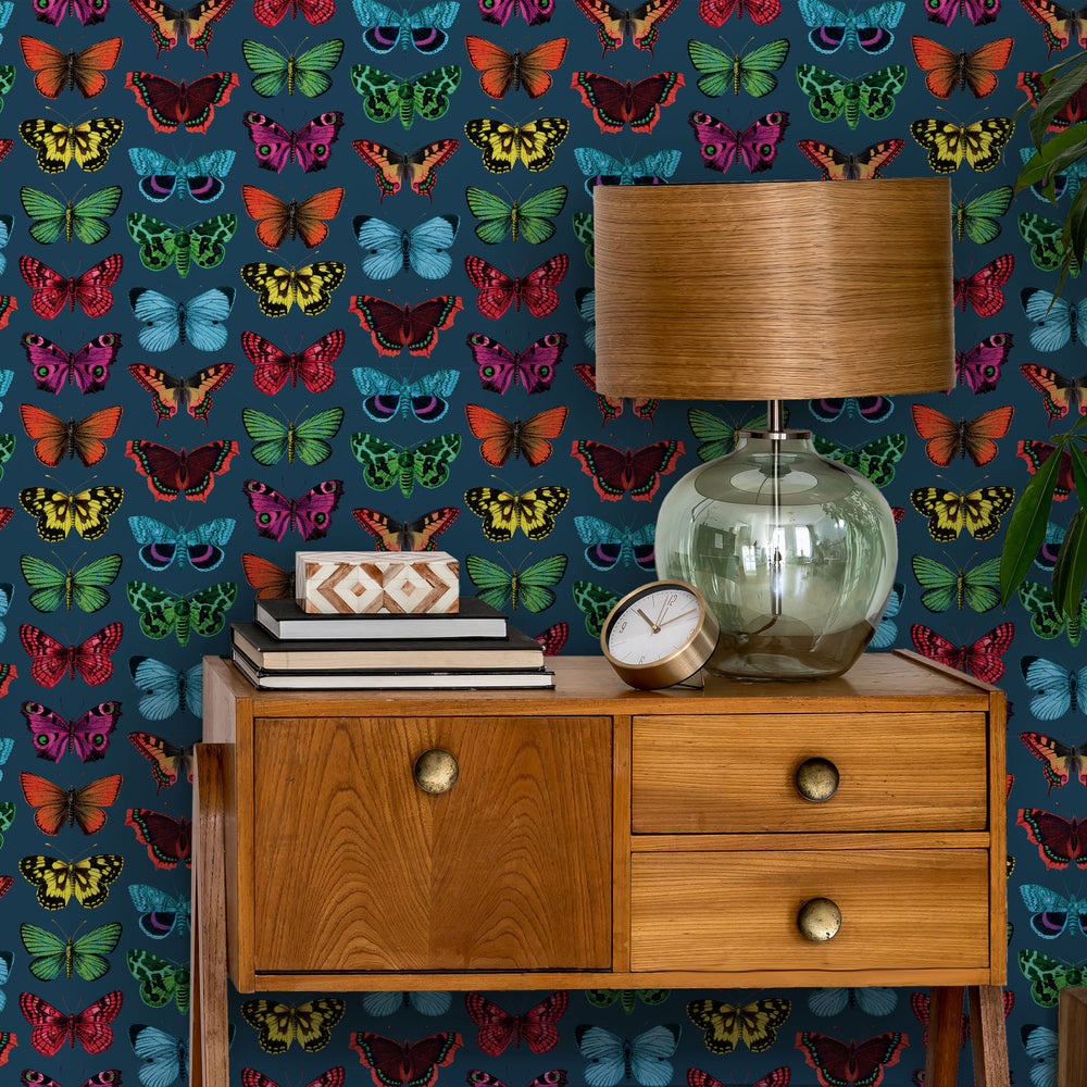 LH900317 - Kaleidoscope Wallpaper - Brights on Teal - Lust Home