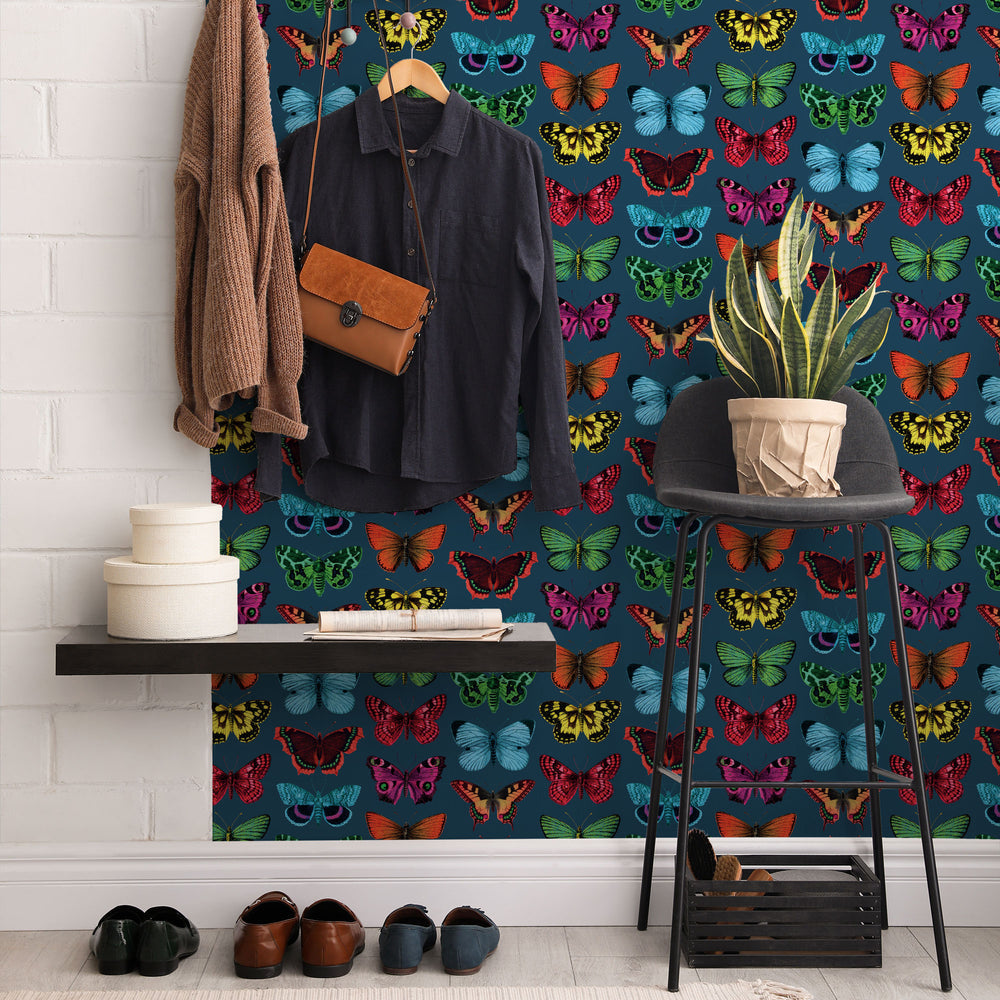 LH900317 - Kaleidoscope Wallpaper - Brights on Teal - Lust Home