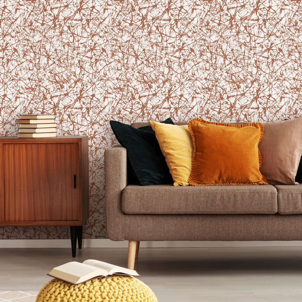 LH900326 - Scribble Wallpaper - Terracotta - Lust Home