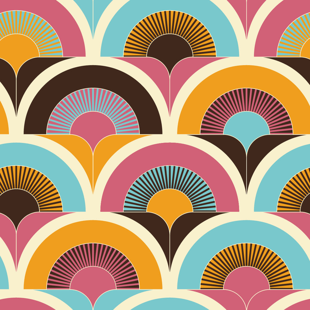 LH900346 - Groovy Baby Wallpaper - Aquamarine, Chocolate, Raspberry & Tangerine - Lust Home