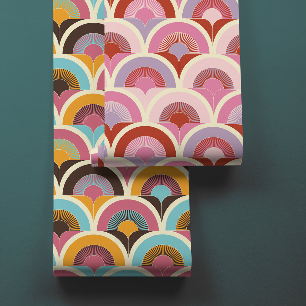 LH900348 - Groovy Baby Wallpaper - Candy Pinks, Strawberry Red & Lavender - Lust Home