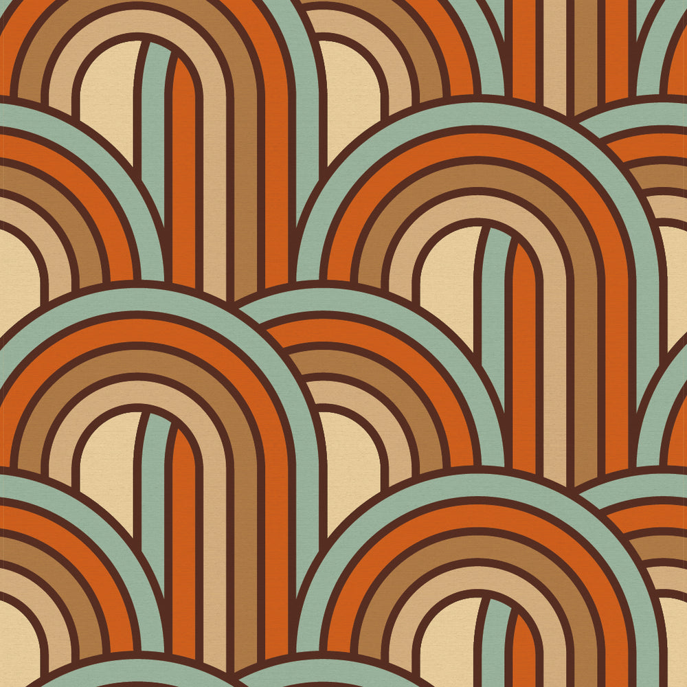 LH900351 - Keep on Rollin' Wallpaper - Duck Egg Blue, Burnt Orange & Sand - Lust Home
