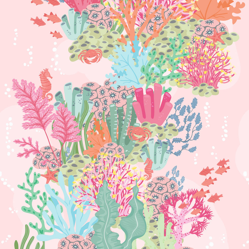 LH900371 - Friends of the Sea Wallpaper - Brights on Pink - Lust Home