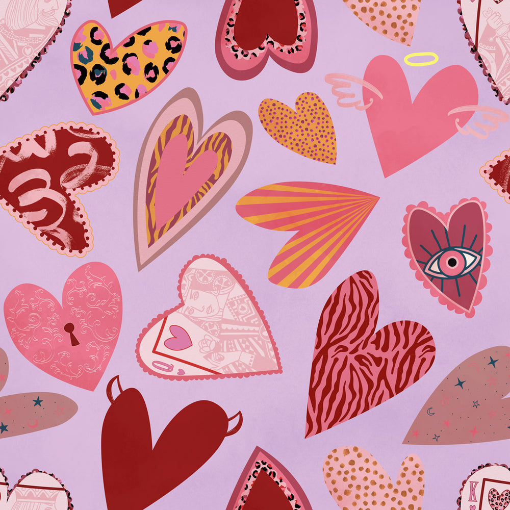 LH900376 - Wild at Heart Wallpaper - Shades of Orange & Pink on Palma Violet - Lust Home