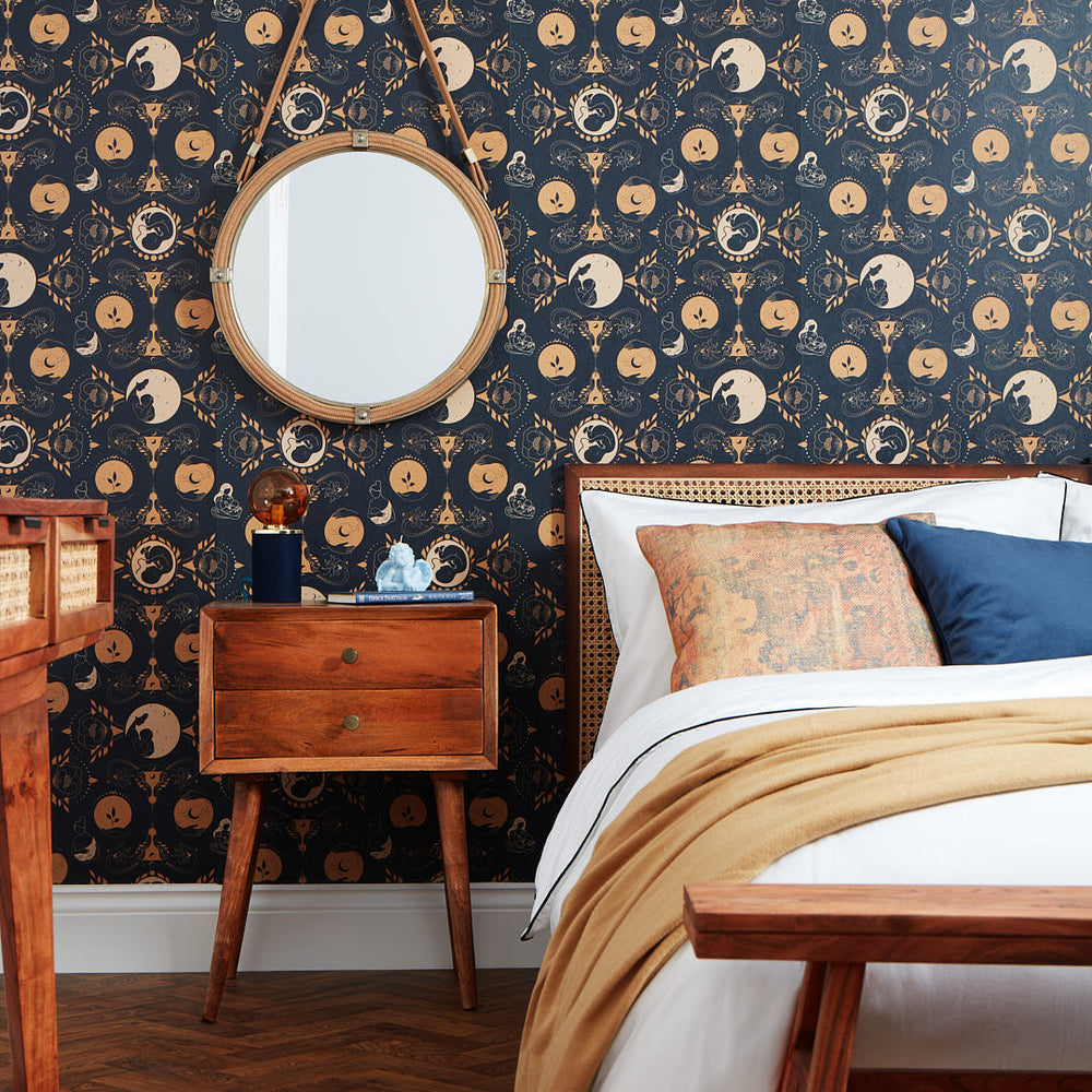 LH900379 - Freyja Wallpaper - Navy & Gold - Lust Home