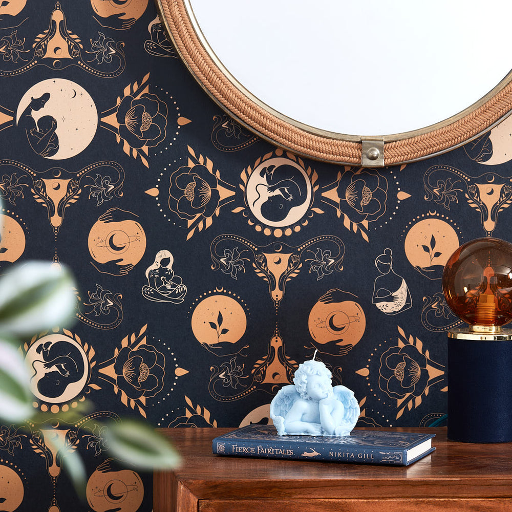 LH900379 - Freyja Wallpaper - Navy & Gold - Lust Home