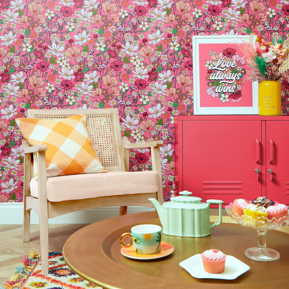 LH900382 - She's a Wildflower Wallpaper - Rose Pink - Lust Home