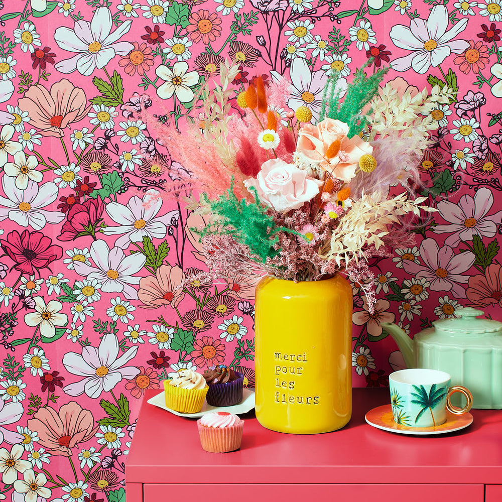 LH900382 - She's a Wildflower Wallpaper - Rose Pink - Lust Home