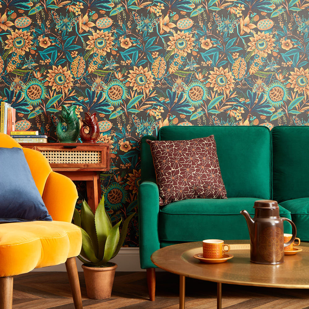 LH900384 - Pandora Wallpaper - Emerald, Teal & Ochre - Lust Home