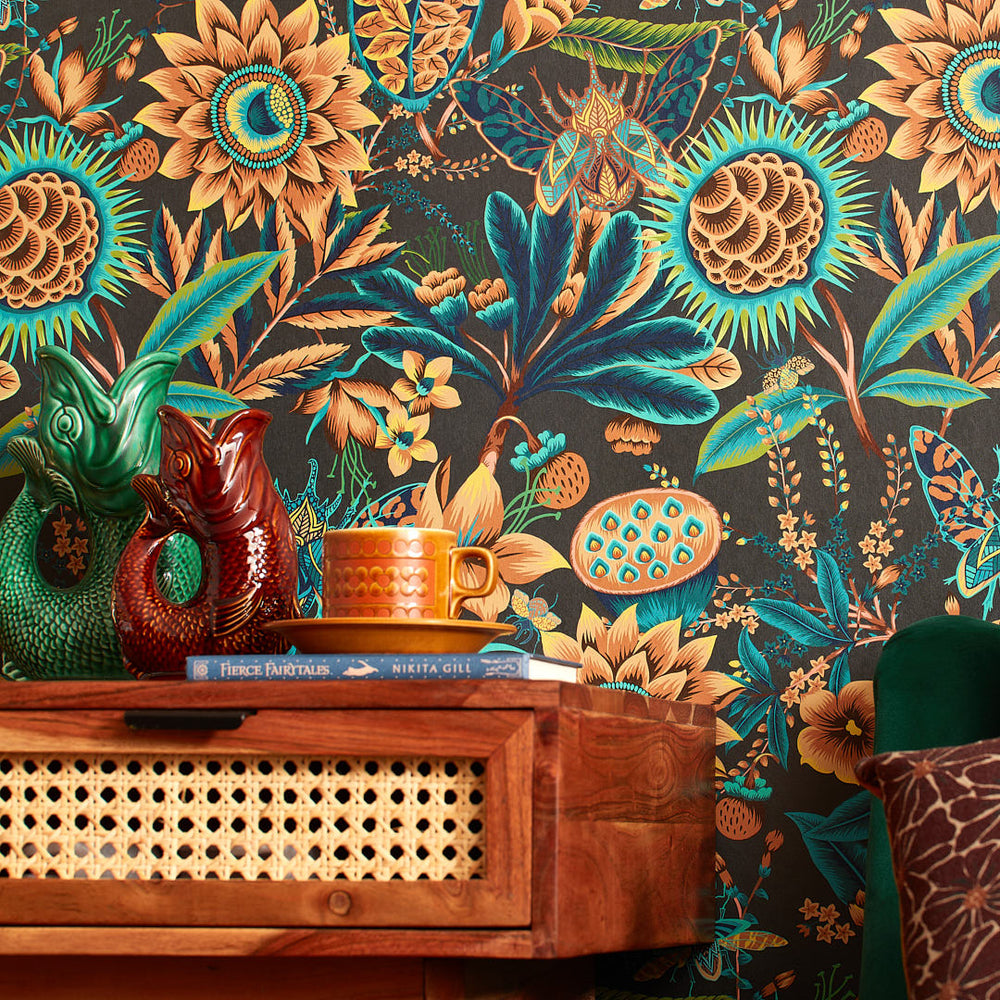 LH900384 - Pandora Wallpaper - Emerald, Teal & Ochre - Lust Home