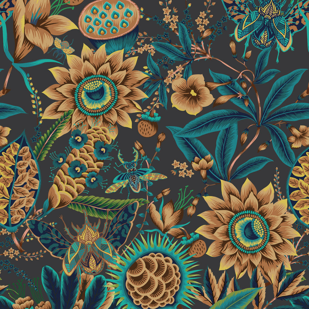 LH900384 - Pandora Wallpaper - Emerald, Teal & Ochre - Lust Home