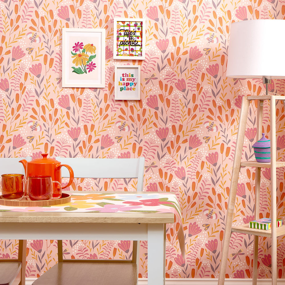 LH900428 - Garden of Eden Wallpaper - Pink Grapefruit, Tangerine & Grape - Lust Home