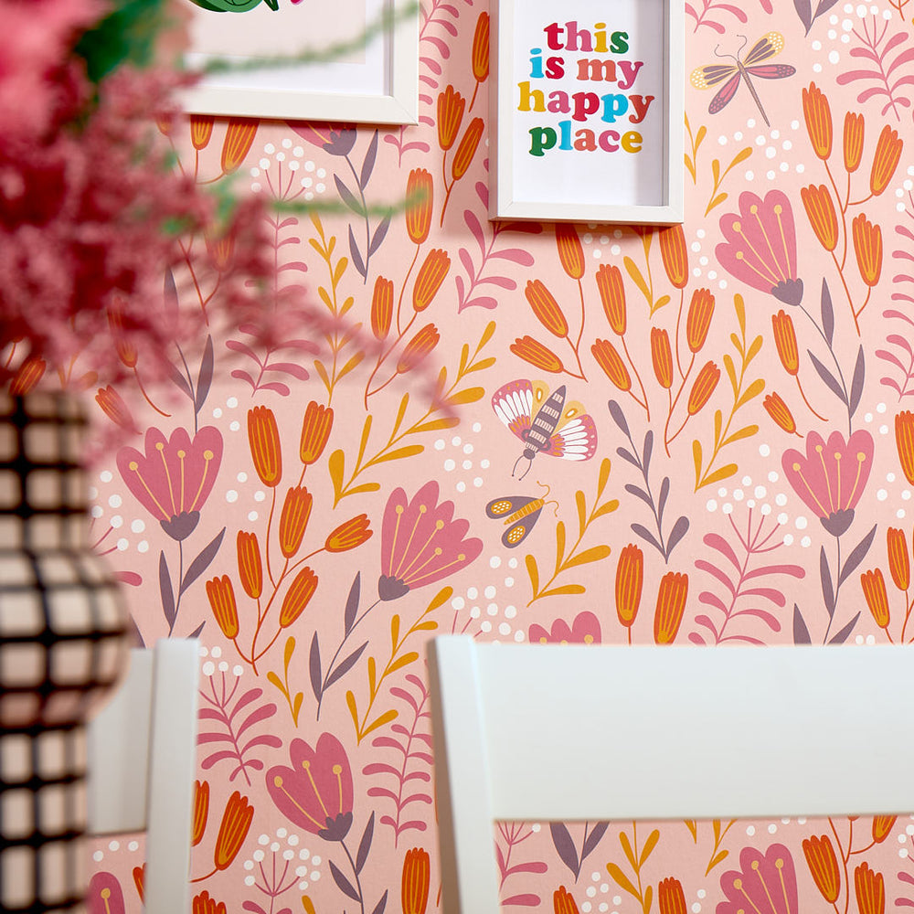 LH900428 - Garden of Eden Wallpaper - Pink Grapefruit, Tangerine & Grape - Lust Home