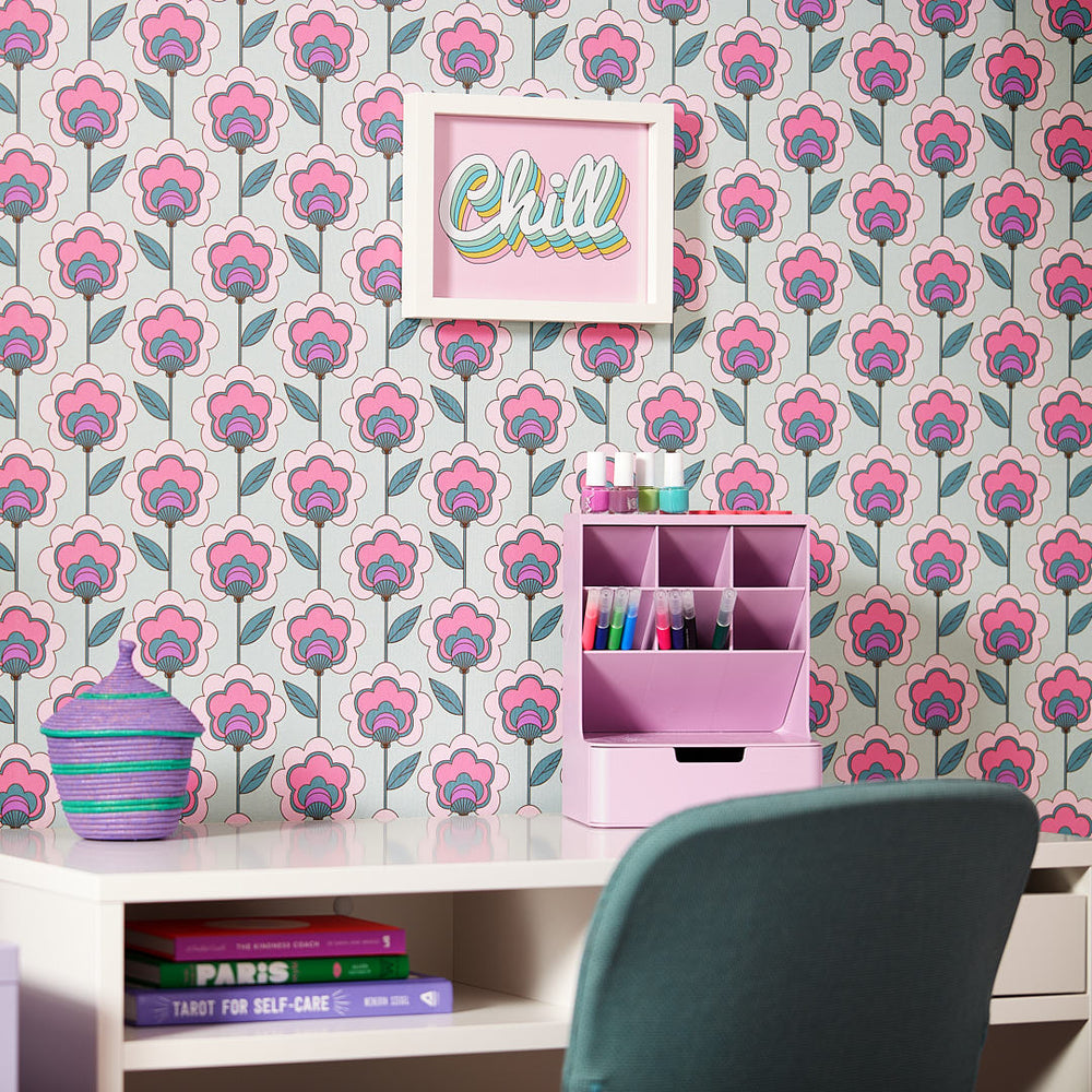 LH900447 - Happy Glamper Wallpaper - Magenta & Spearmint - Lust Home